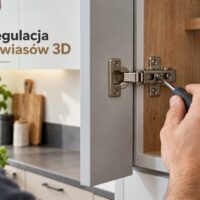 Ustawianie zawiasu 3D w drzwiach szafki kuchennej