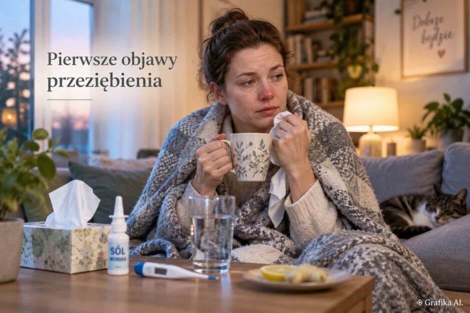 Odpoczynek w domu przy pierwszych objawach przeziębienia