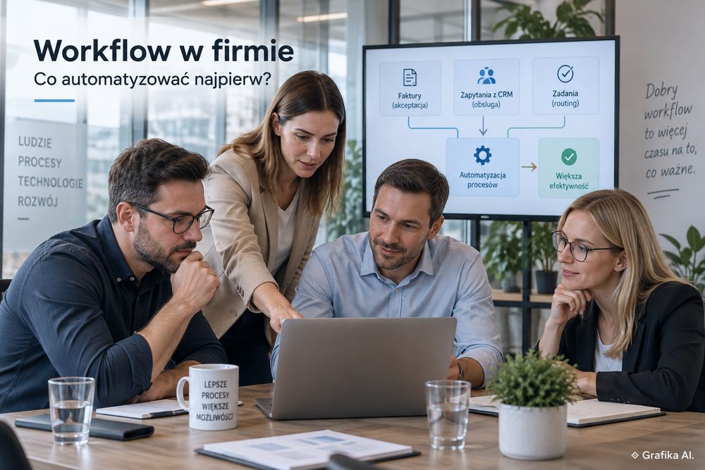 Zespół analizuje workflow i automatyzację procesów firmy